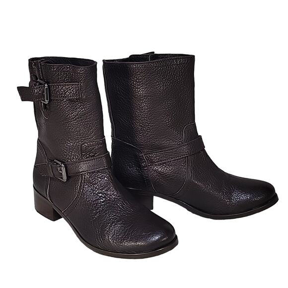 Delman Max Motorcycle Boots, Dark Brown Leather, Women's 7M - Picture 1 of 11